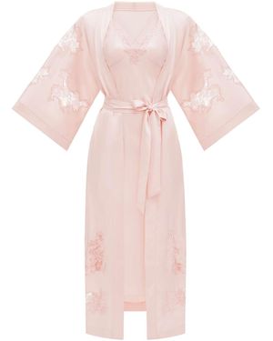 KÂfemme Robe And Nightgown Set With Lace - Pink