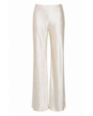 Lily Rou Cream Bias-Cut Silk Pants - White