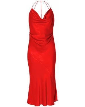 AGGI by HALEWSKI Aurelia Satin Midi Slip Dress With Open Back - Red