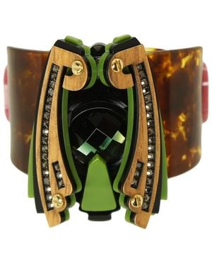 Gissa Bicalho Acrylic Handmade Bracelet Moth Caramel Granite - Green