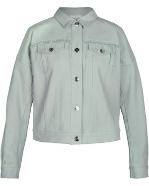 blonde gone rogue Frayed Denim Jacket, Upcycled Cotton - Blue