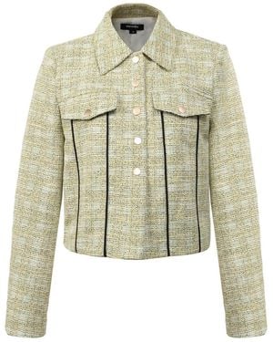 Smart and Joy Crop Jacket With Pocket Flaps And Bias - Green