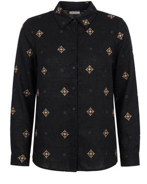 Traffic People Sacred Silence Embroidered Graft Shirt - Black