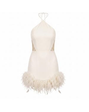 Nomi Fame Peony Creamy Mini Halter Neck Dress - White