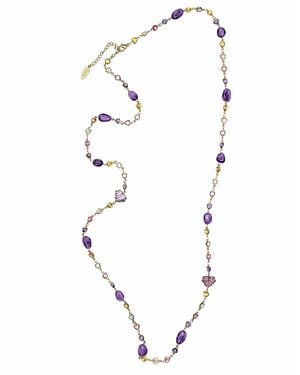 Farra Colourful Zircon Chain With Amethyst Station Long Necklace - Metallic