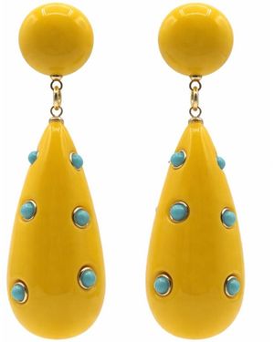 Michael Nash Jewelry Kathryn And Drop Polka Dot Earrings - Yellow