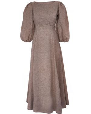 Sofia Tsereteli Linen Dress - Brown