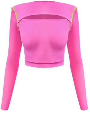Monosuit Croptop Erratic Long Sleeves - Pink