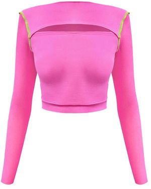 Monosuit Croptop Erratic Long Sleeves - Pink