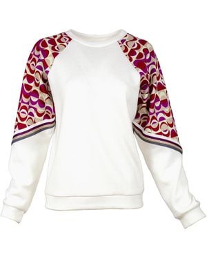 Lalipop Design Geometric Design Printed Raglan Sleeves Sweatshirt - Red