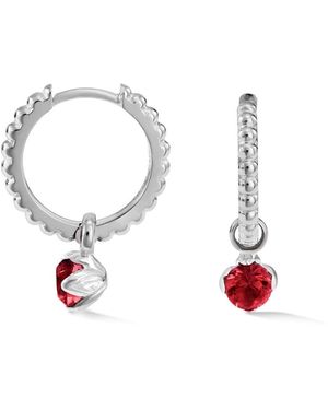 Dower & Hall Garnet Charm On Large Dotty Orissa Hoops - Metallic