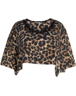 Circular Path Necklace Crop T-Shirt - Black