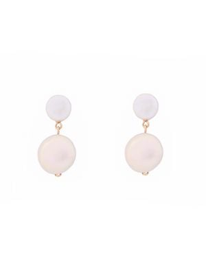 Oana Savu Luster Freshwater Round Pearls Dangle Earrings Ear Studs - Pink