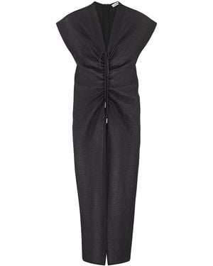 The Summer Edit Remi Luxe Linen Drawstring Dress - Black