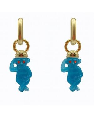 Michael Nash Jewelry Monkey Cerulean Resin Drop Earrings - Blue