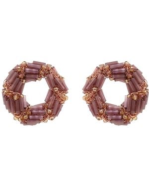 Lavish by Tricia Milaneze Rose Breeze Mix Helix Post Handmade Crochet Earrings - Brown