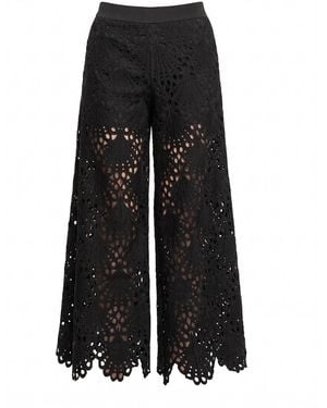Tantra Spain Sl Cropped Guipure Trousers With Pockets - Black