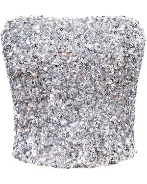 Riviera Soirée Poppy Sequins Strapless Top - White