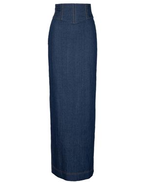 Ofuure Denim Pinstripe Ona Maxi Skirt - Blue