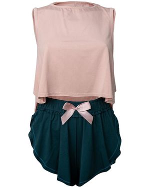 Loreen Label Crop Top & Butterfly Shorts - Pink