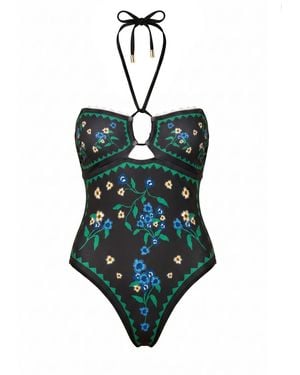 Jessie Zhao New York Midnight Zebra Reversible One Piece Swimsuit - Green