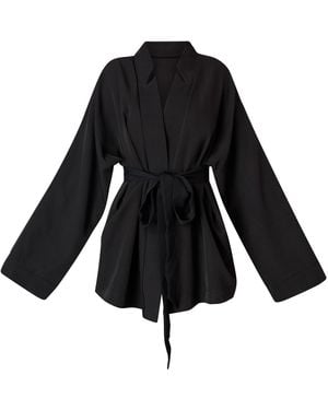 LIA ARAM Fluid Wrap Blazer - Black