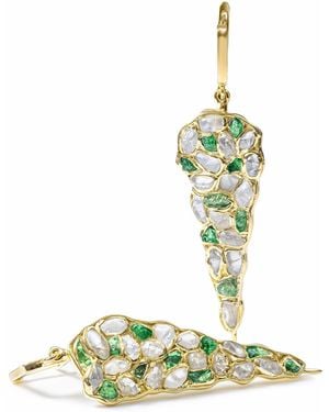 German Kabirski Tarina Plated Earrings With Raw Zircon And Tsavorite - Green