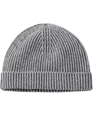 Salts Cashmere Knitted Fishermens Rib Beanie - Grey
