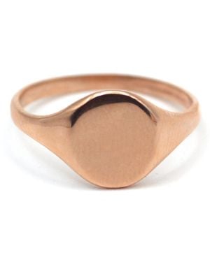 VicStoneNYC Fine Jewelry 14K Modern Classic Rose Solid Signet Ring - Brown