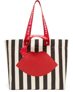 Lulu Guinness Multi Lulu Lip Striped Tote Bag - Red
