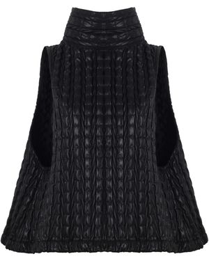 Mirimalist Puff Sleeveless Vest Coat - Black