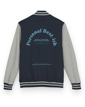 Anchor and Crew Heather Personal Best-Ish Swimming Club League Cotton Varsity Letterman Jacket - Blue