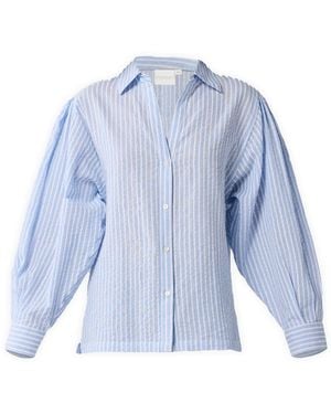 REISTOR Striped Shirt With Long Balloon Sleeves - Blue