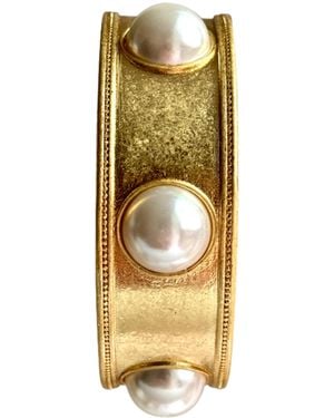 Laura Gray Faux Pearl Wide Bangle - Metallic