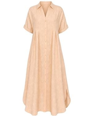 Adrift Clothing Neutrals Bridget Linen Pleated Dress - Natural
