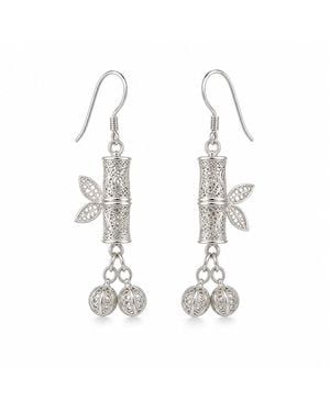 Yieon Sprout Bamboo Fine Filigree Drop Earrings - Metallic