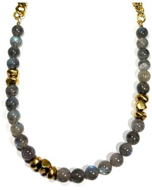 Rachel Nathan Labradorite & Brass Stones Necklace - Multicolour