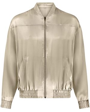The Summer Edit Poppy Silk Bomber Jacket - Natural