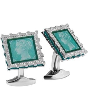 Tateossian Palladium Plated Regalia Victoria Cufflinks - Green
