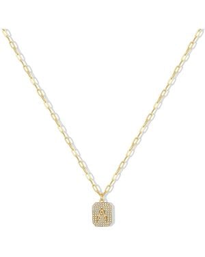Argento Vivo The Pave Initial Dog Tag - Metallic
