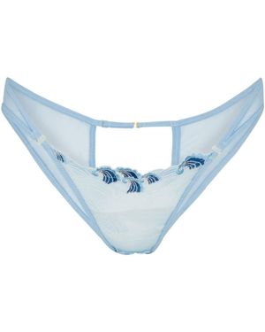 Empress Mimi Siren Song Embroidered Tanga - Blue