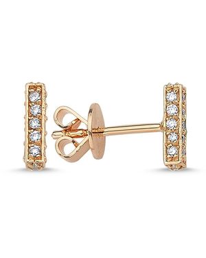 Ecce | Artisan Diamonds Single 14K 3 Side Diamond Bold Rod Earring - Metallic