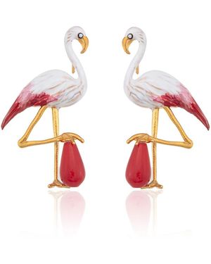 Milou Jewelry Flamingo Earrings - White