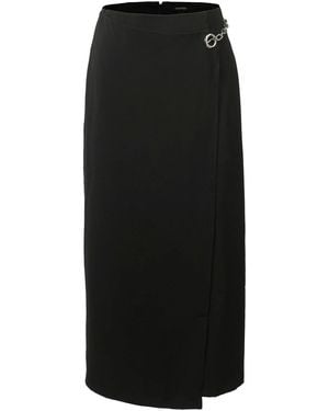 Smart and Joy Buckle On Side Wrap Effect Skirt - Black