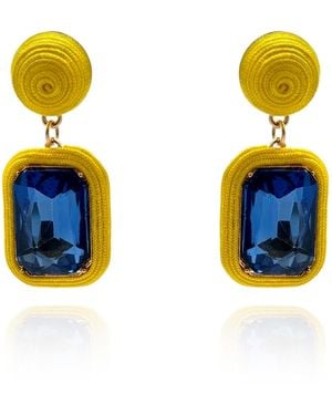 Michael Nash Jewelry Silk-Wrapped Light Sapphire Glass Stone Earrings - Blue