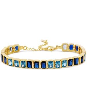 SHYMI Bezel-Set Coloured Emerald Tennis Bracelet - Blue