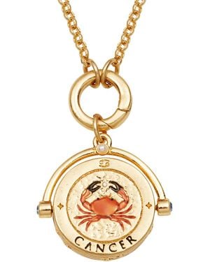 Fable England Cancer Zodiac Spinner Necklace - Metallic