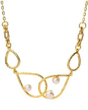 Ebru Jewelry Divine Light Pearl Statement Necklace - Metallic