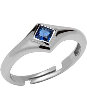 Spero London Fine Rectangular Sterling Statement Ring - Blue