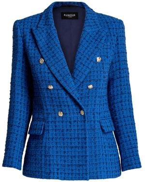 Rumour London Cambon Wool-Blend Boucle Tweed Blazer - Blue
